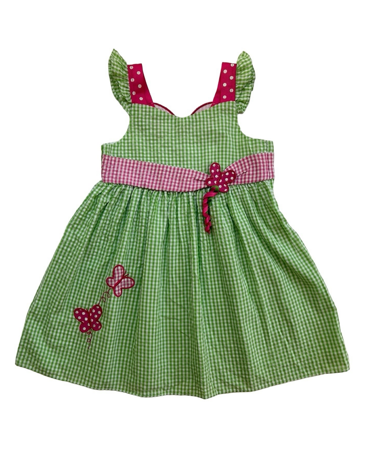 3T Toddler Girl Bonnie Jean Gingham Butterfly Sleeveless Dress.