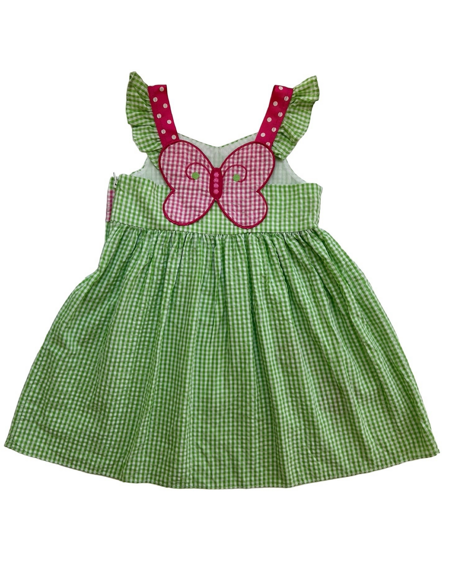 3T Toddler Girl Bonnie Jean Gingham Butterfly Sleeveless Dress.
