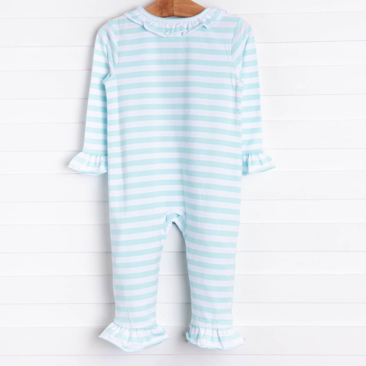 3M Baby Girl Stitchy Fish Mint Striped Gingerbread House Christmas Romper