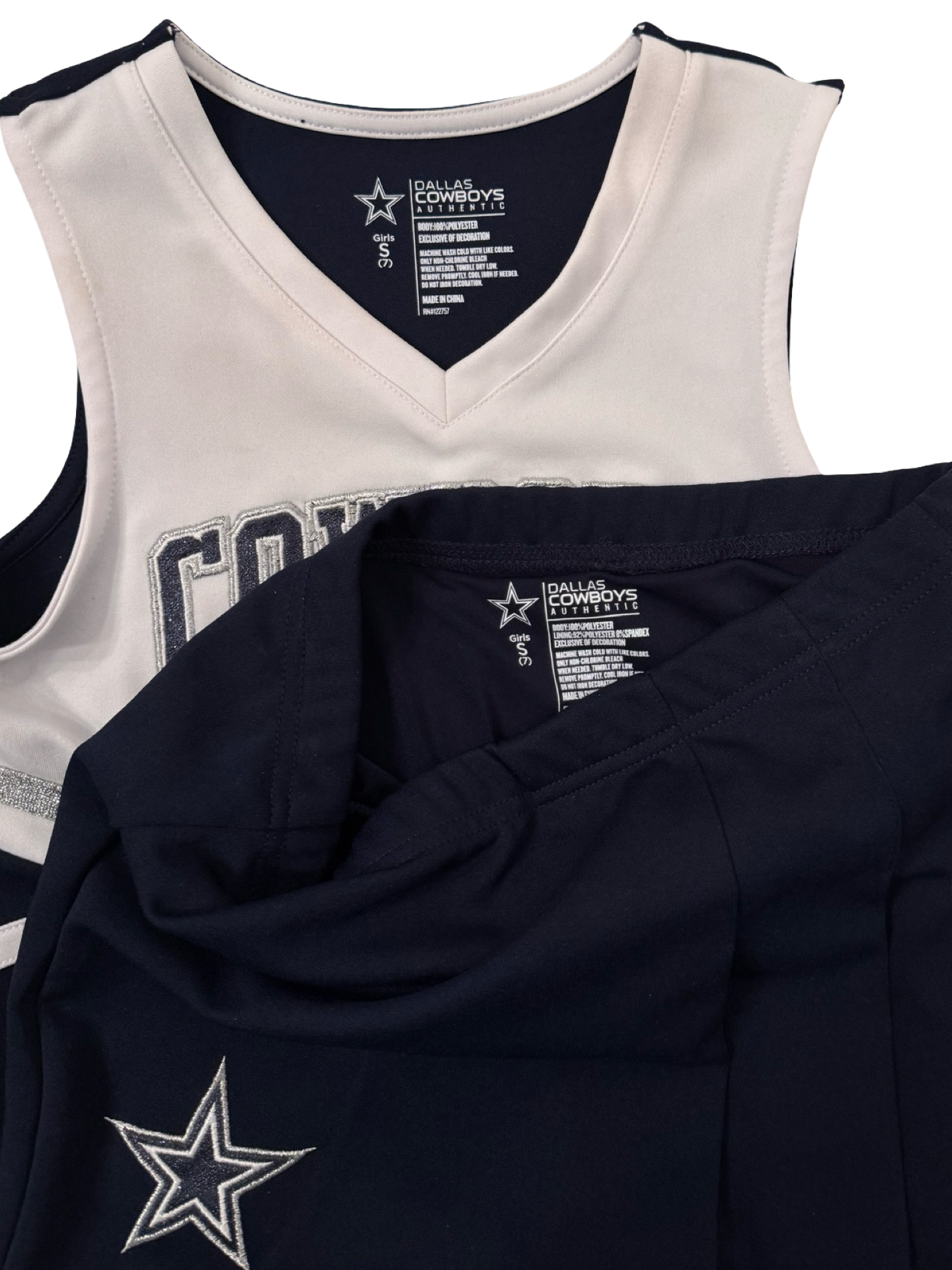 7Y Youth Girls Small Dallas Cowboys 2Pc Cheer Outfit Skirt + Top
