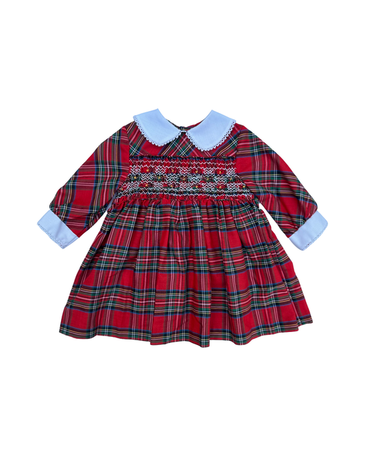 2T Toddler Girl Polly Flinders Classic Vintage Smocked Christmas Plaid Dress