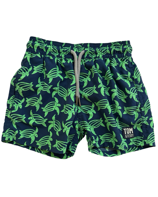 1/2Y Baby Boy Blue Tom & Teddy Sea Turtle Swim Shorts