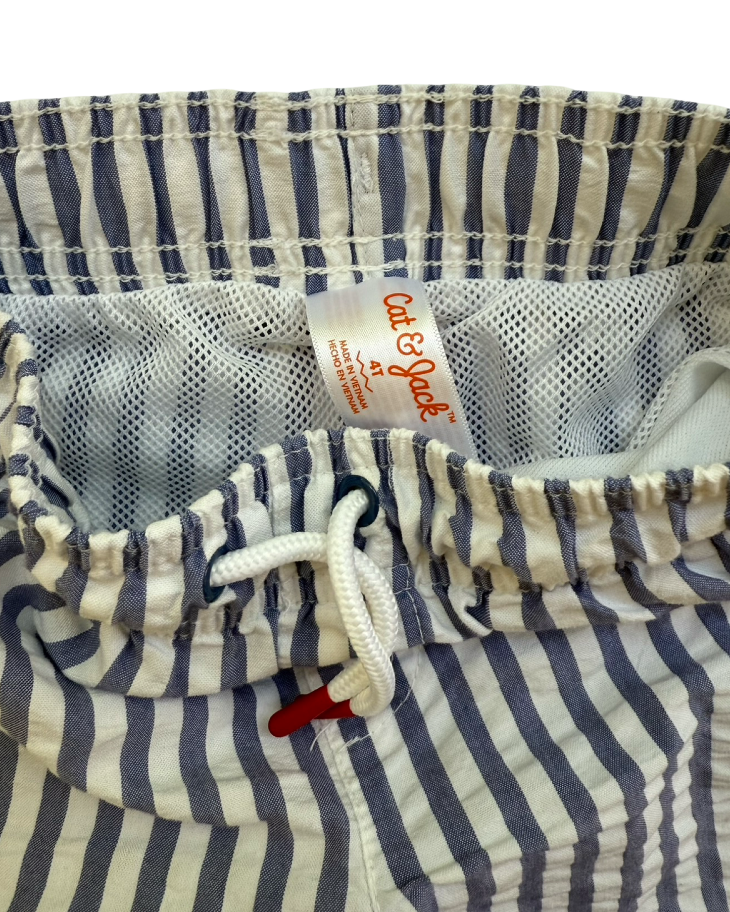 4T Toddler Boy Cat & Jack Blue Striped Anchor Swim Shorts