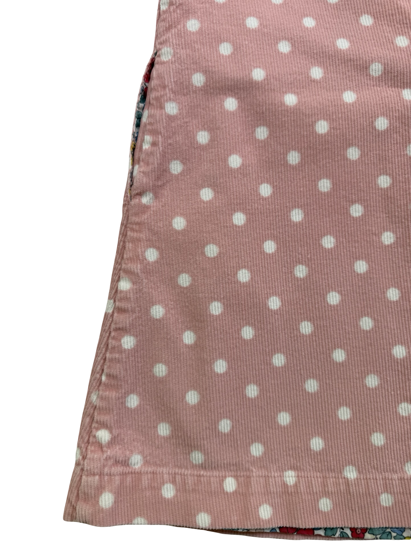 7/8 Girls Mini Boden Pink Polka Dot Corduroy Cherry Appliqué Shift dress