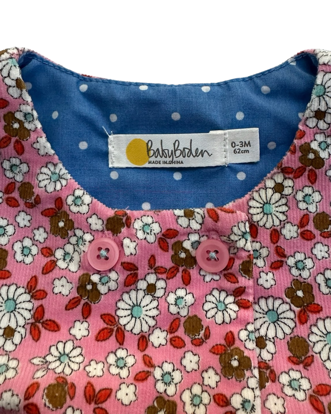 0-3M Baby Girl Baby Boden Pink Floral Corduroy Appliqué Deer Reindeer Dress