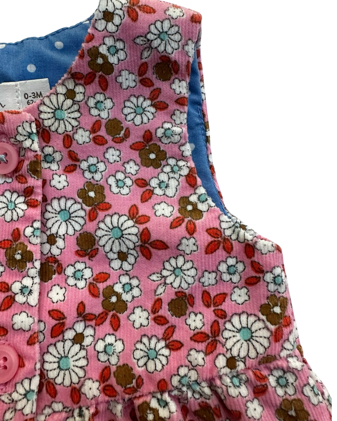 0-3M Baby Girl Baby Boden Pink Floral Corduroy Appliqué Deer Reindeer Dress