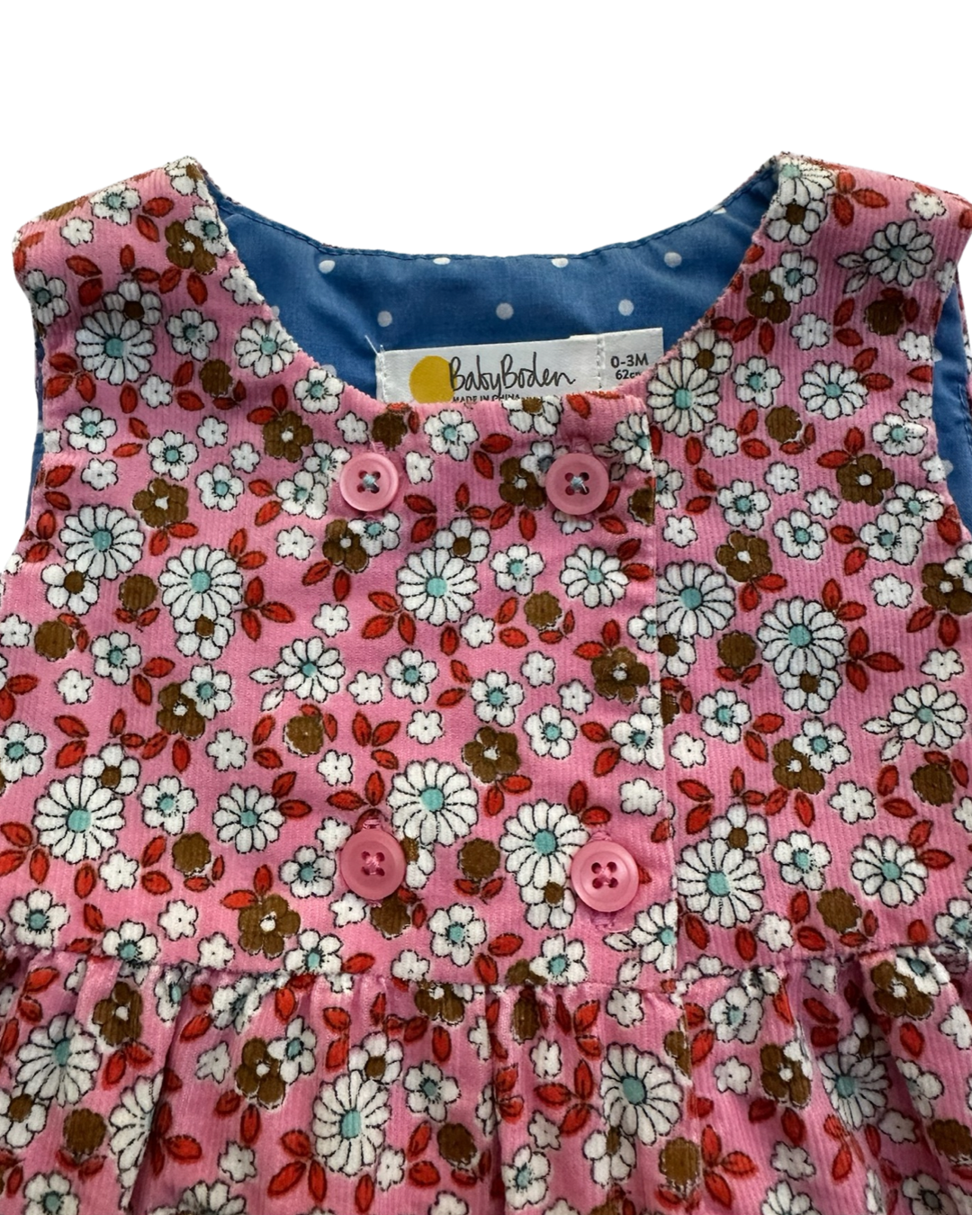 0-3M Baby Girl Baby Boden Pink Floral Corduroy Appliqué Deer Reindeer Dress