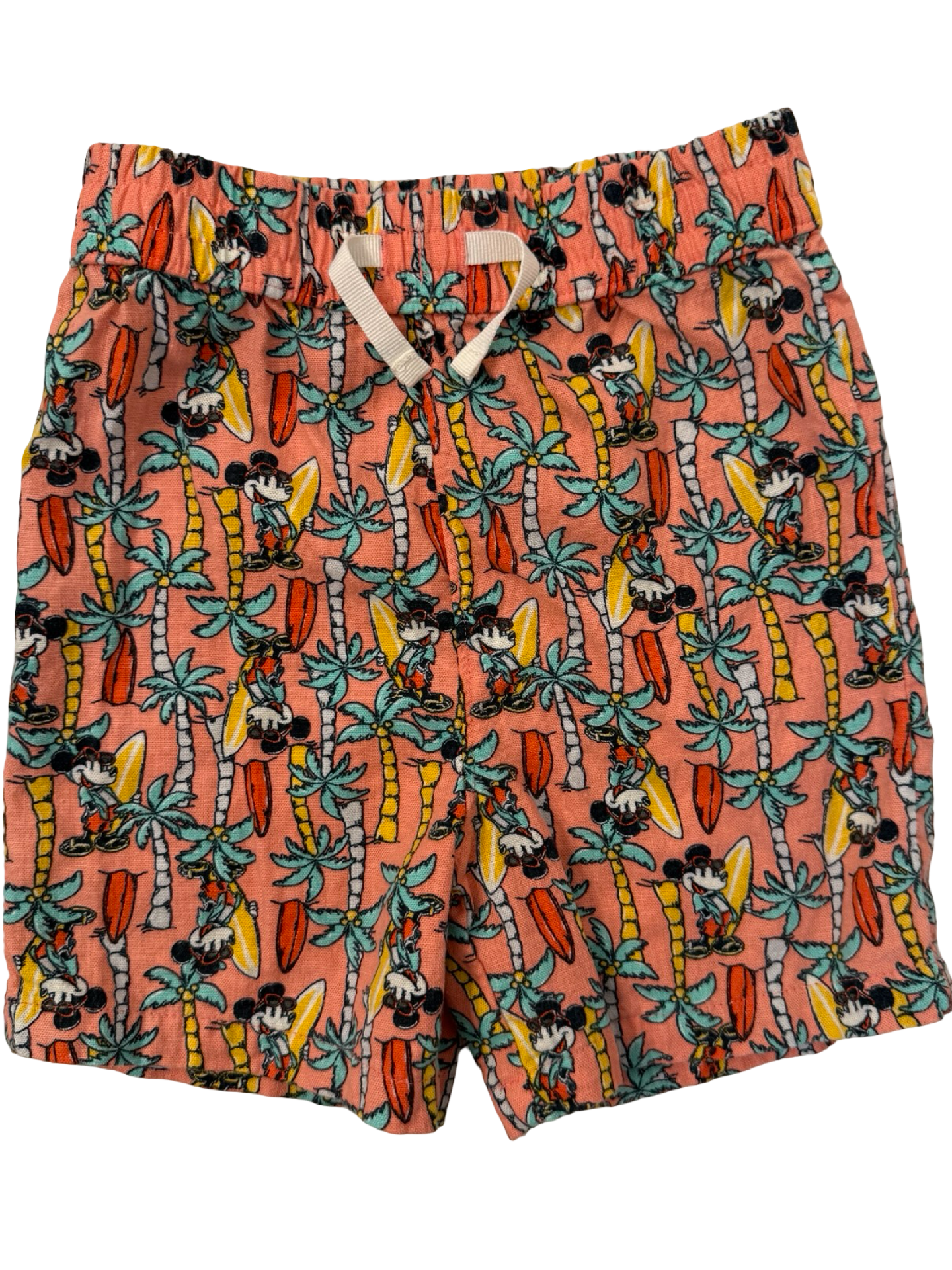 4T Toddler Boy Disney Junior Mickey Boys Tropical Palm Tree Surf Linen Short Set