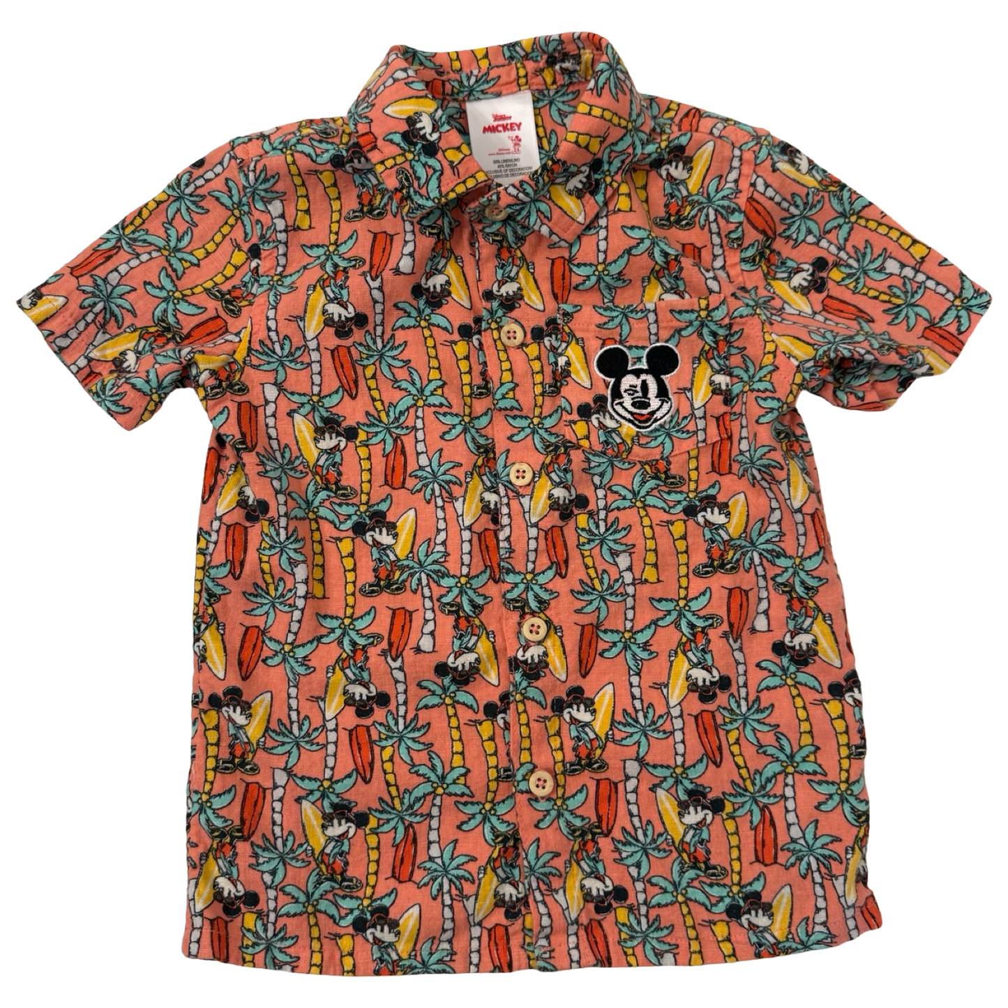 4T Toddler Boy Disney Junior Mickey Boys Tropical Palm Tree Surf Linen Short Set