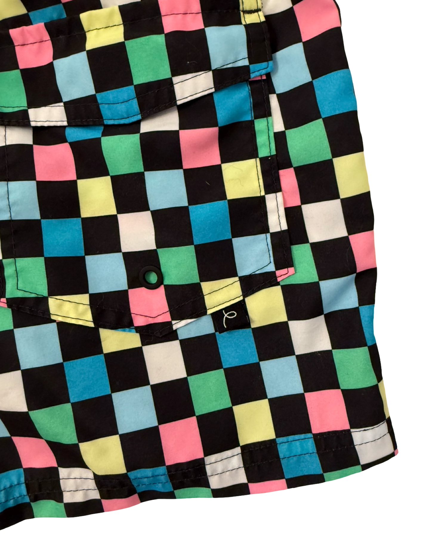 Art Class Black and Green Swim Trunks Shorts with Checkerboard Design size Large 10/12Y Boys
