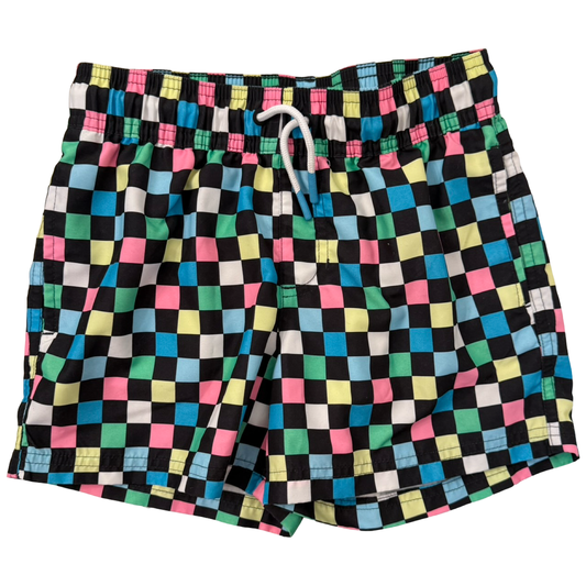 Art Class Black and Green Swim Trunks Shorts with Checkerboard Design size Large 10/12Y Boys
