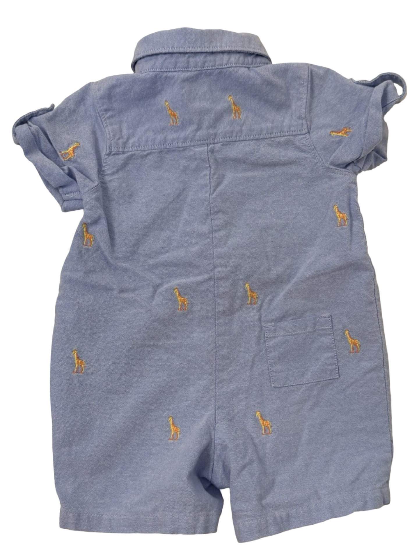 3-6M Baby Boy Janie & Jack Chambray Giraffe Bubble Romper