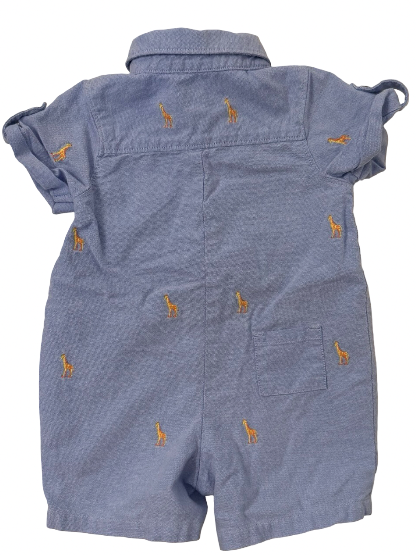 3-6M Baby Boy Janie & Jack Chambray Giraffe Bubble Romper