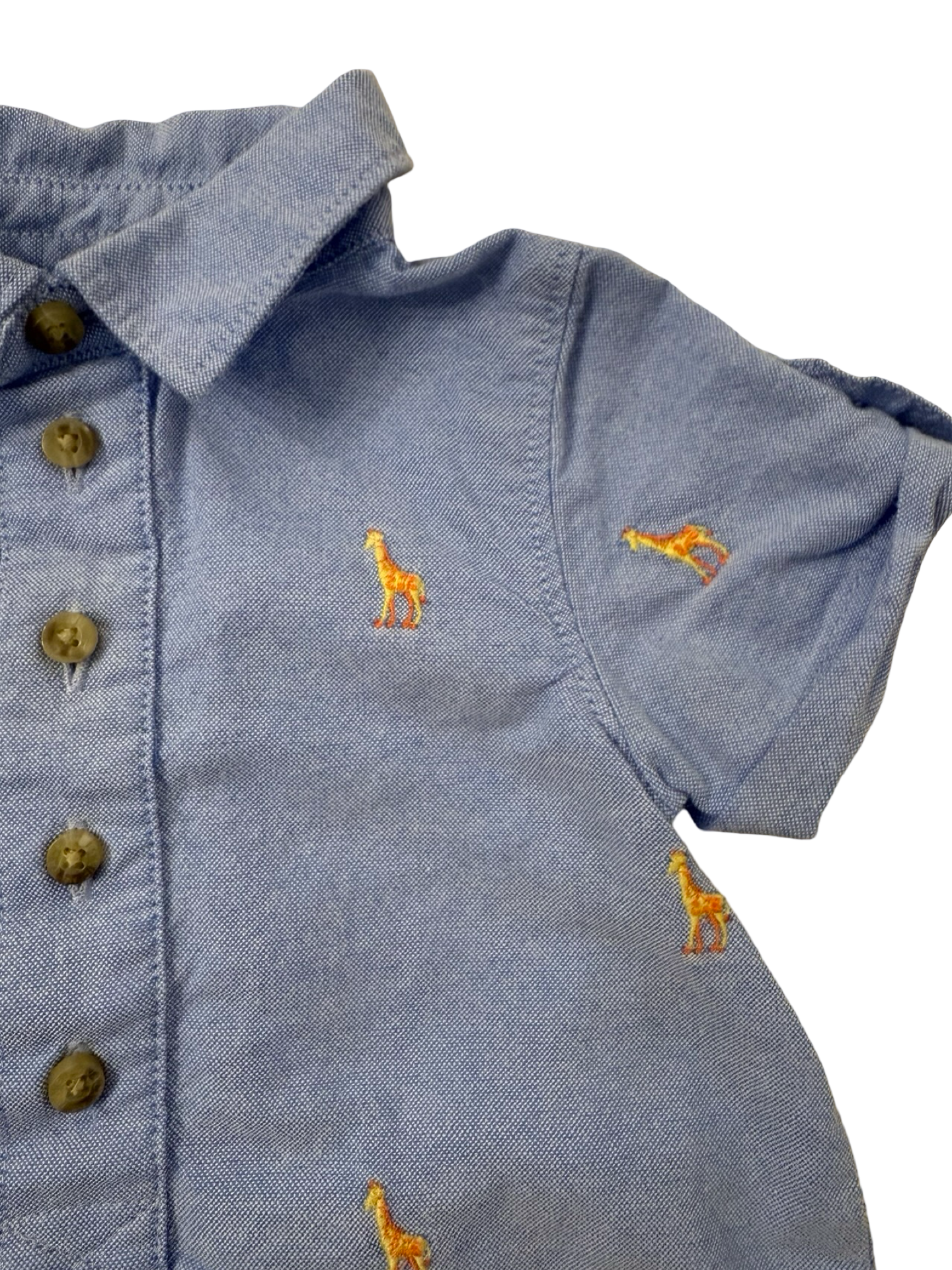 3-6M Baby Boy Janie & Jack Chambray Giraffe Bubble Romper