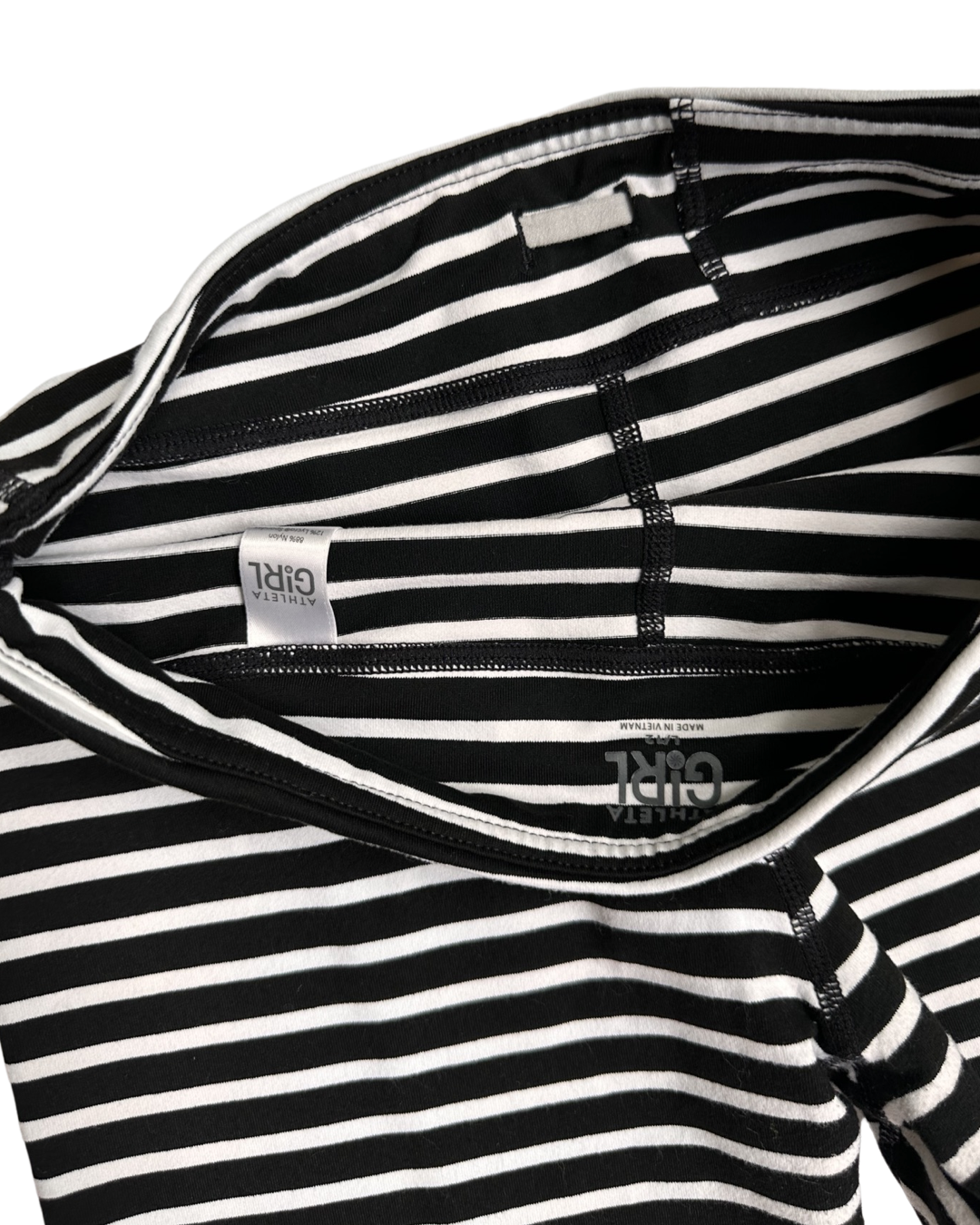 Youth Girls Size 12 Black and White Striped Athleta Girl Athletic Crop Leggings