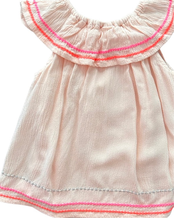 6-12M Baby Girl Baby Gap Light Pink Muslin Onesie Dress
