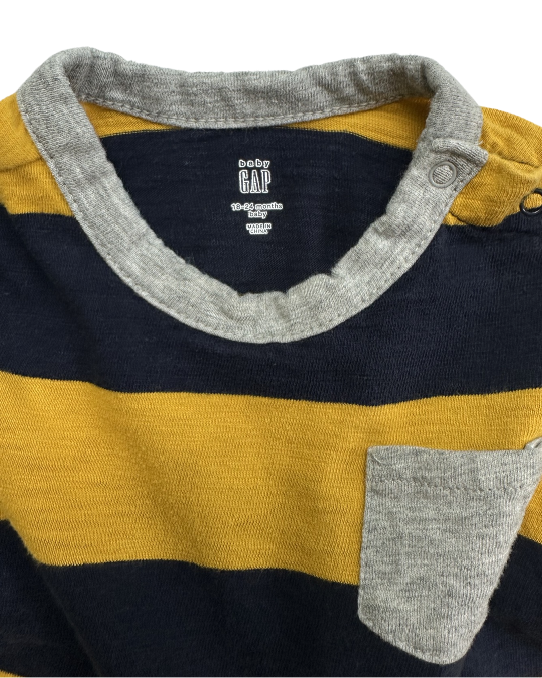 18M-24M Baby Boy Navy & Yellow Striped Baby Gap Romper