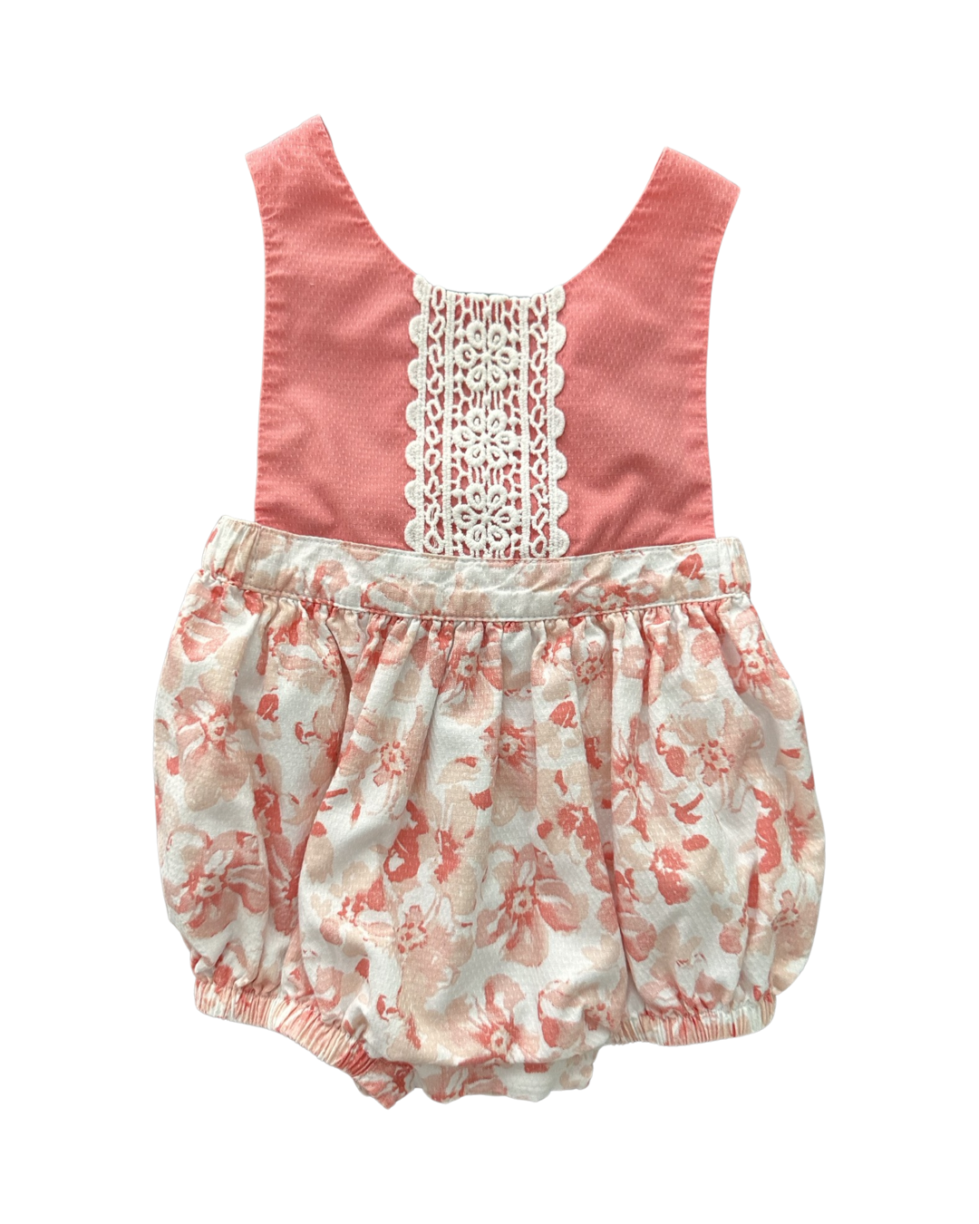 3-6M Baby Girl Maggie & Zoe Coral Pink Floral Sunsuit Bubble