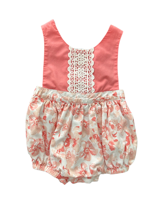 3-6M Baby Girl Maggie & Zoe Coral Pink Floral Sunsuit Bubble