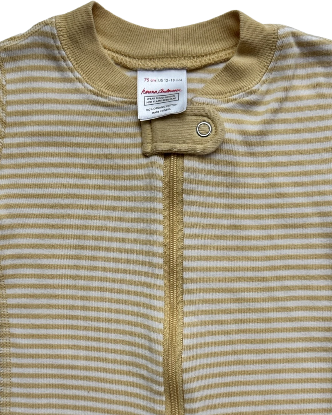 12M-18M Baby Boy MariGold Yellow Striped Hanna Andersson Sleeper PJs