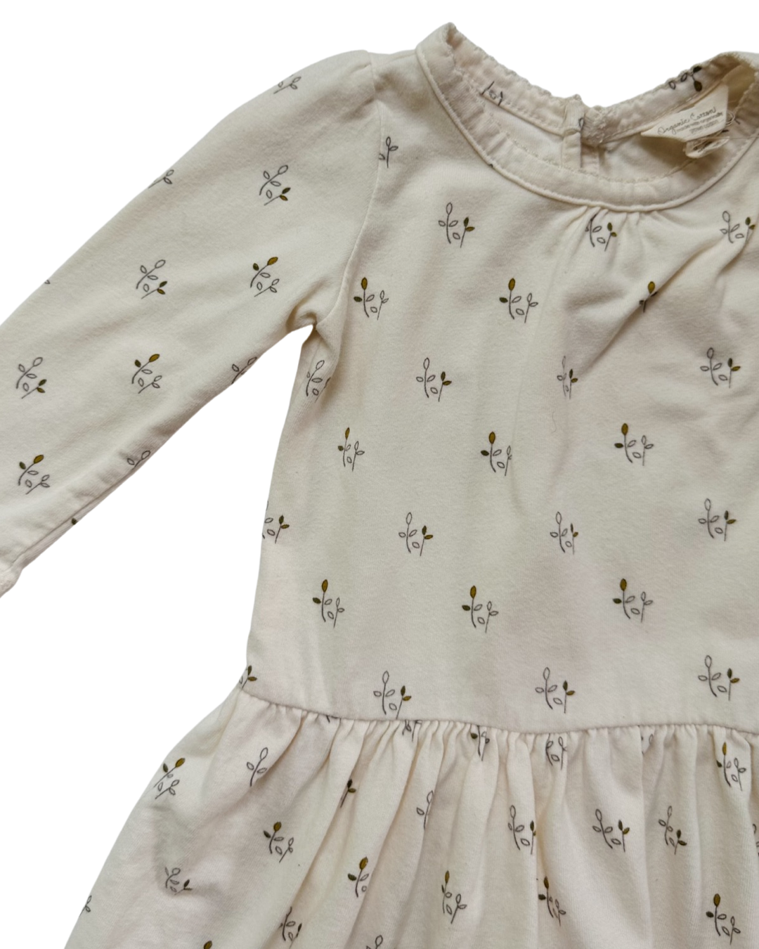 6-12M Baby Girl Baby Gap Off White Long Sleeve Organic Cotton Dress