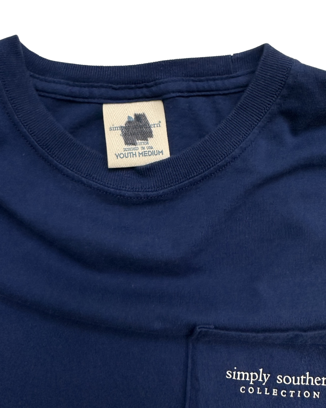 Youth Girls Size 8/10 Medium Simply Southern Sweet Land Of Liberty Patriotic Navy T-shirt