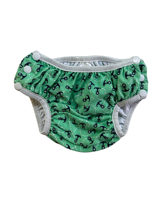 2T Toddler / 3T Toddler Boy Size Large Little Swimmer Smart Bottoms Aqua Anchor Swim Diaper