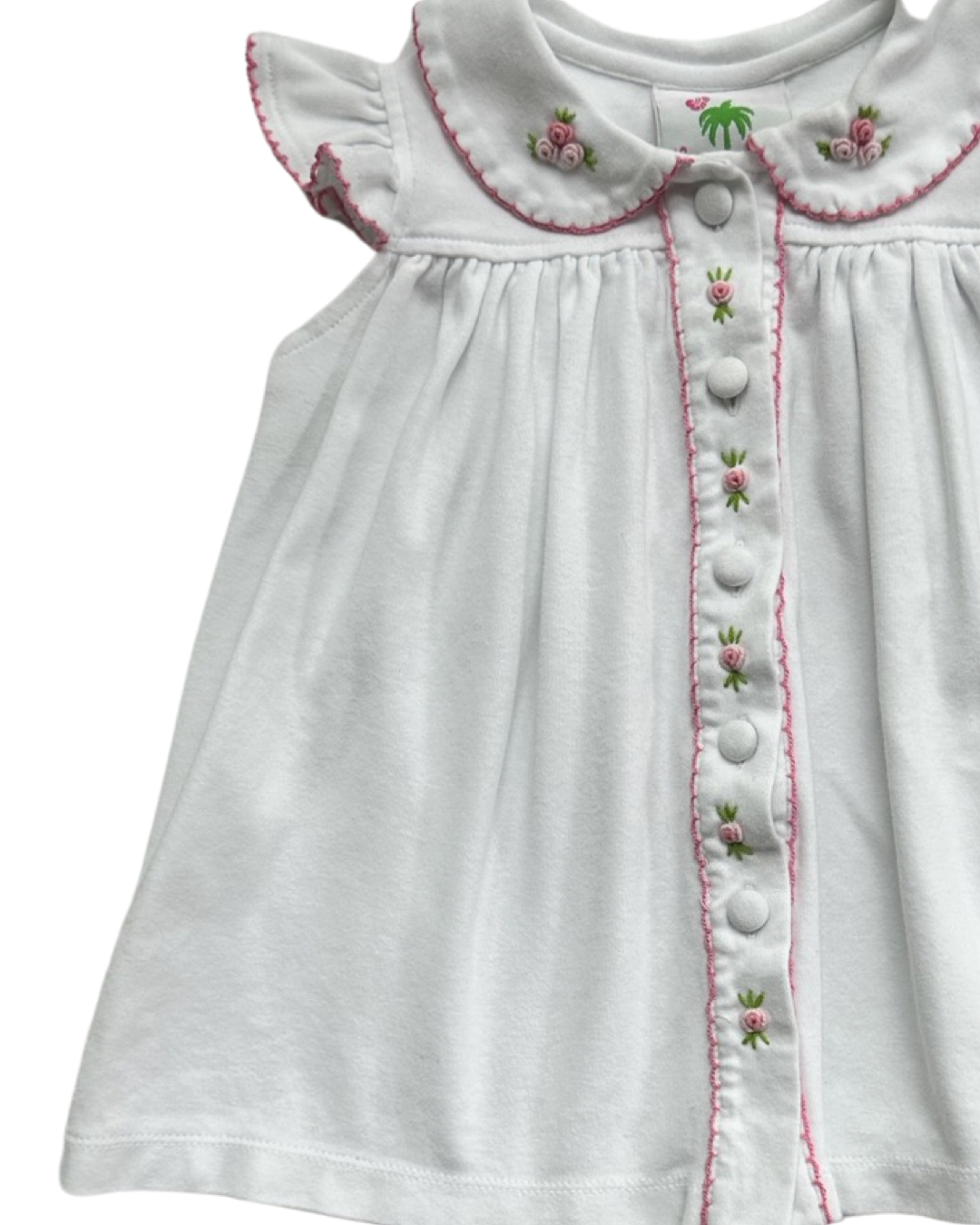 6M Baby Girl Shrimp & Grits White Dress w/ Pink Rosettes