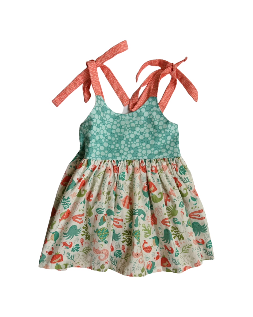 12M-18M Baby Girl Boutique Mermaid Sea Teal / Coral Dress