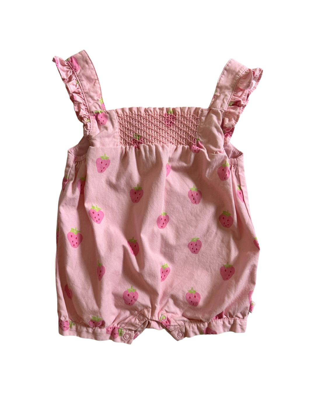 0-3M Baby Girl Gymboree Pink Strawberry Smocked Bubble Romper