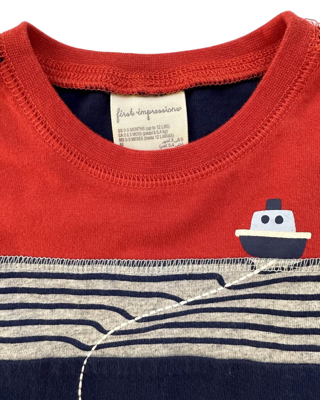 0-3M Baby Boy First Impressions Red / Navy Nautical Anchor Romper