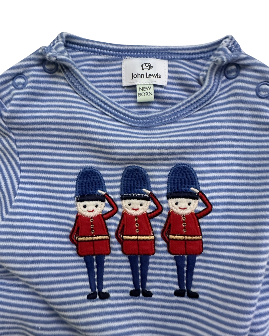 Newborn Baby Boy John Lewis London Soldier Blue Striped Sleeper