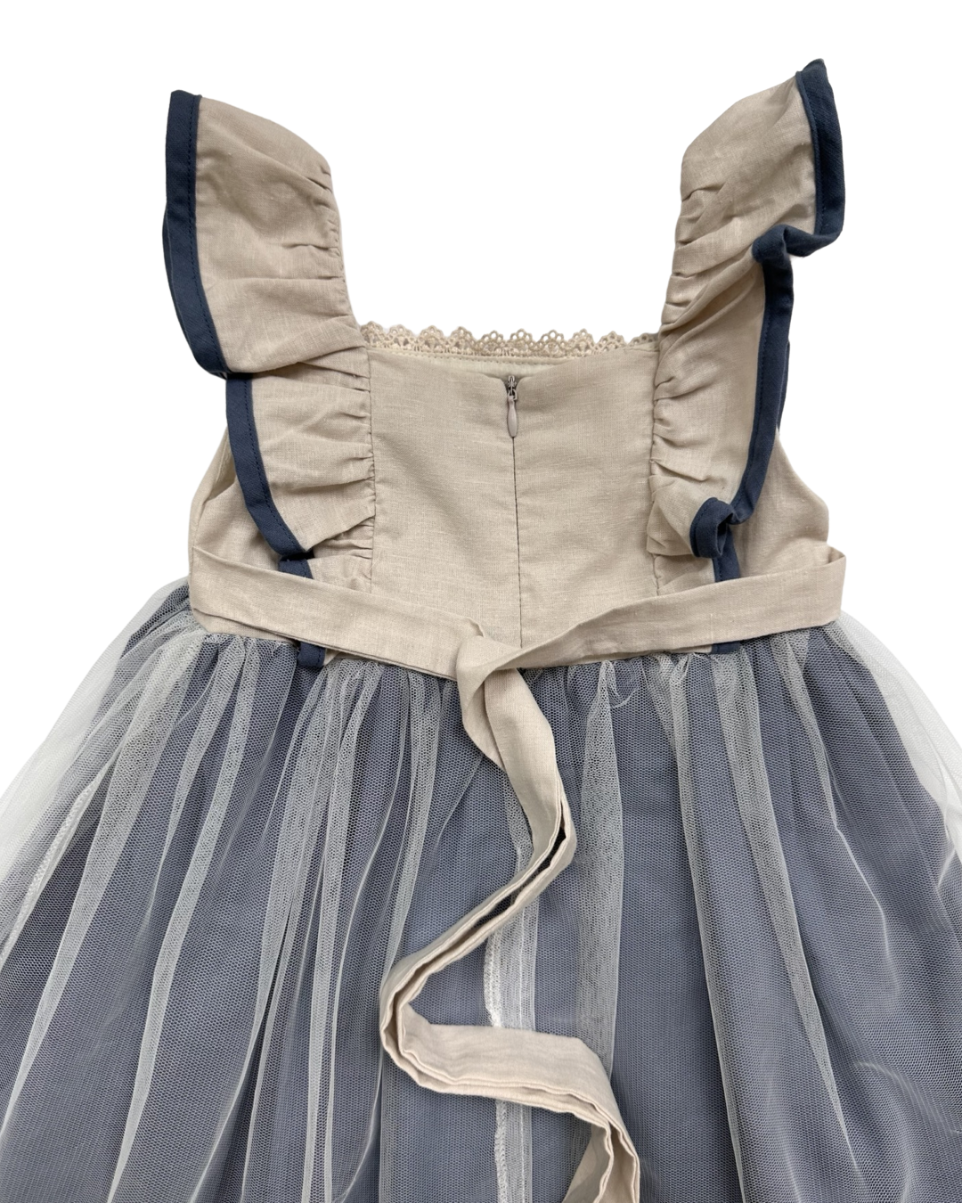 4T Toddler Girl Only Little Once Flutter Sleeve Tulle Dress with Floral Embroidered Top