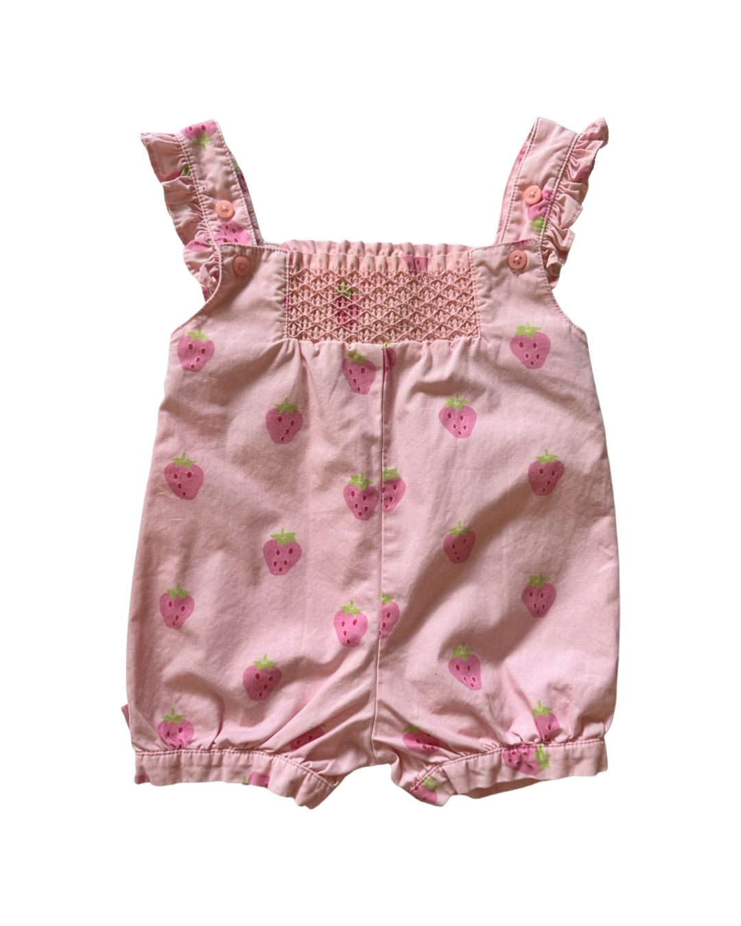 0-3M Baby Girl Gymboree Pink Strawberry Smocked Bubble Romper