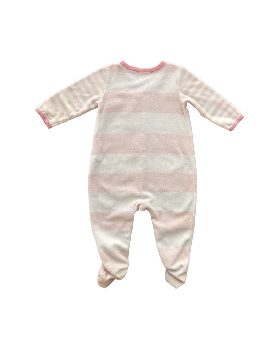 6-9M Baby Girl Baby Gap Pink and White Striped Terry Sleeper