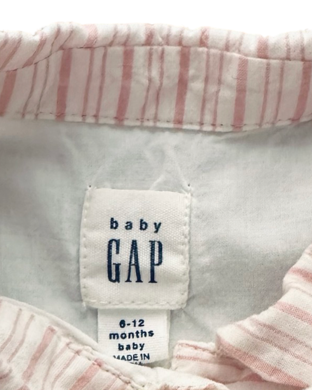 6-12M Baby Girl Baby Gap Pink / White Striped Onesie Dress