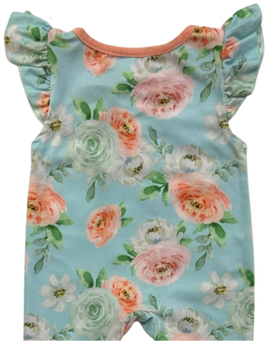 0-3M Baby Girl Marie Nicole Boutique Floral Ruffle Bottom Romper