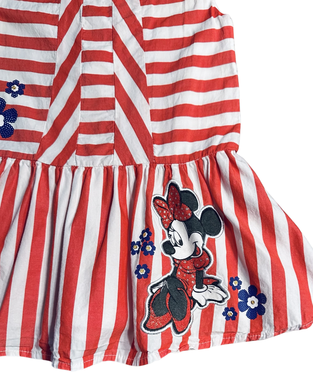 2T Toddler Girl Vintage Disney Store Red Striped Minnie Mouse Dress