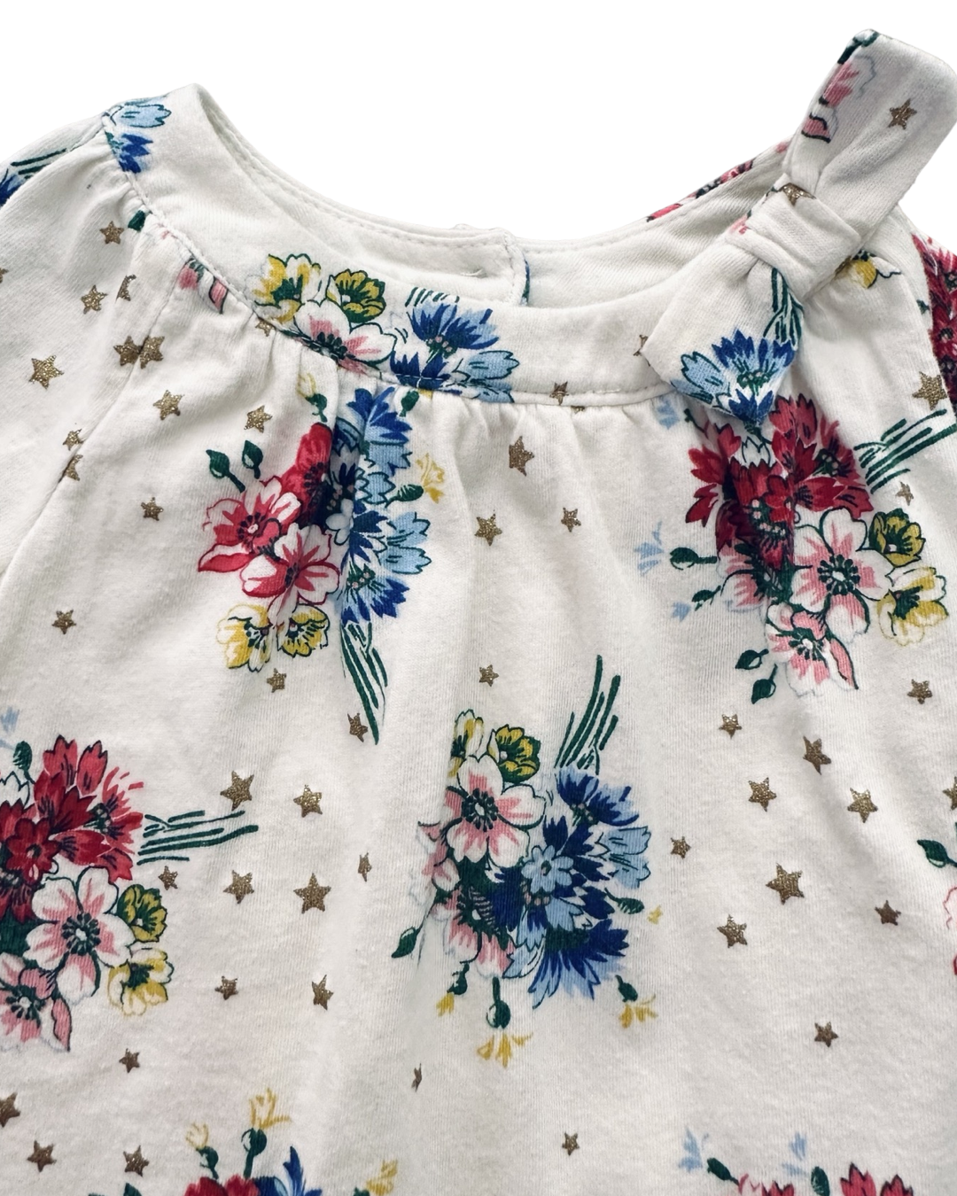 6-12M Baby Girl Baby Gap Floral Star Long Sleeve Onesie Dress