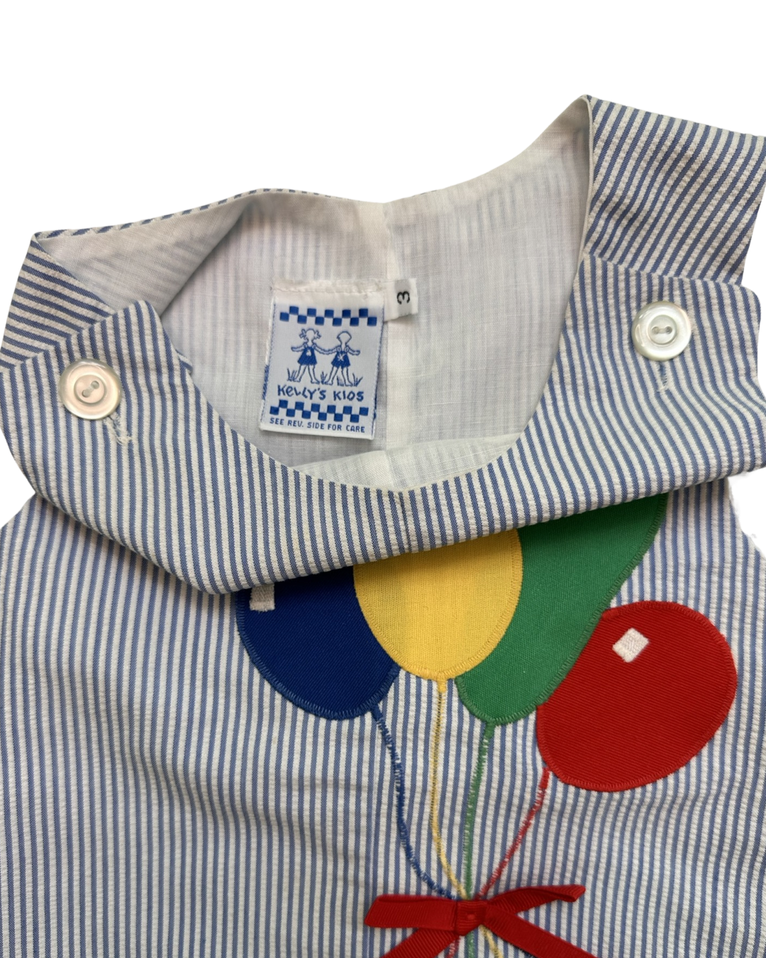 3T Toddler Boys Kelly’s Kids Vintage Birthday Balloon Shortall Romper