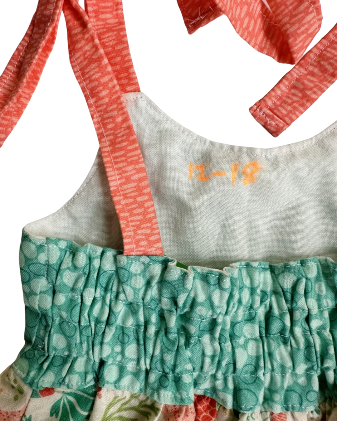 12M-18M Baby Girl Boutique Mermaid Sea Teal / Coral Dress