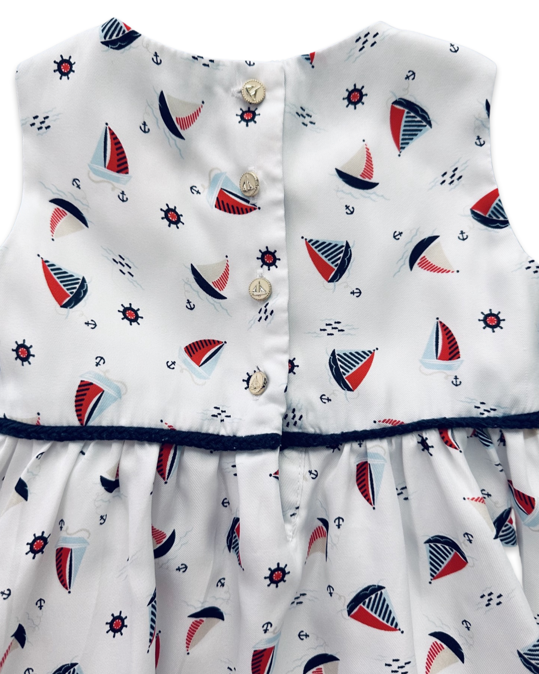 12M Baby Girl Savannah White Ruffle Bottom Sailboat Dress