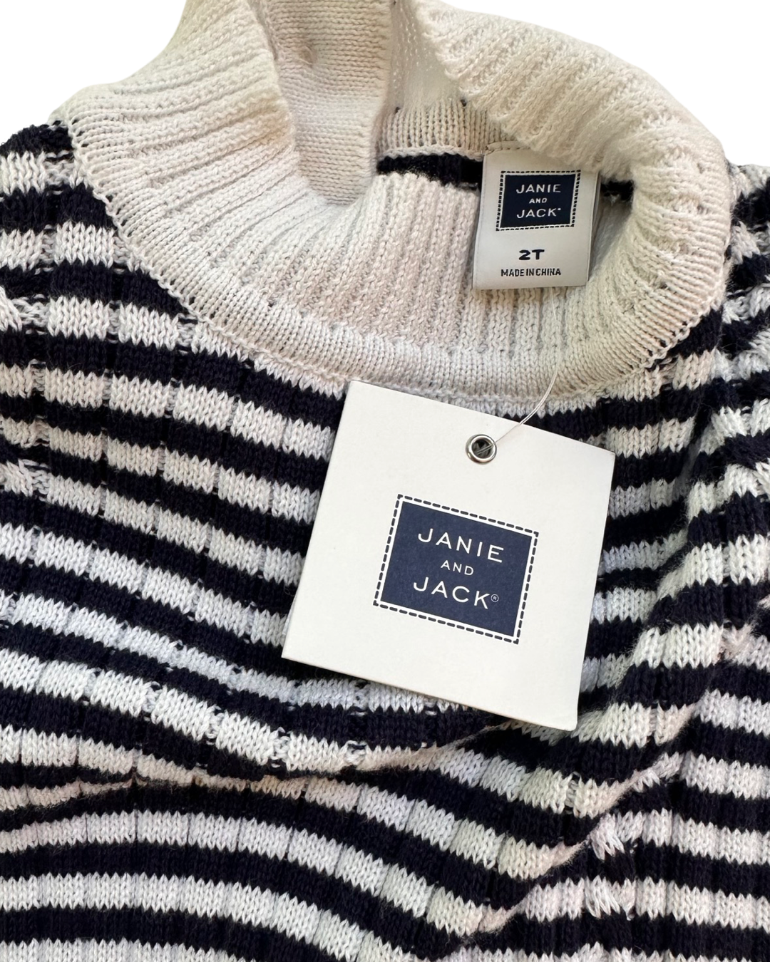 2T Toddler Girl Janie & Jack Navy / White Striped Sweater Dress