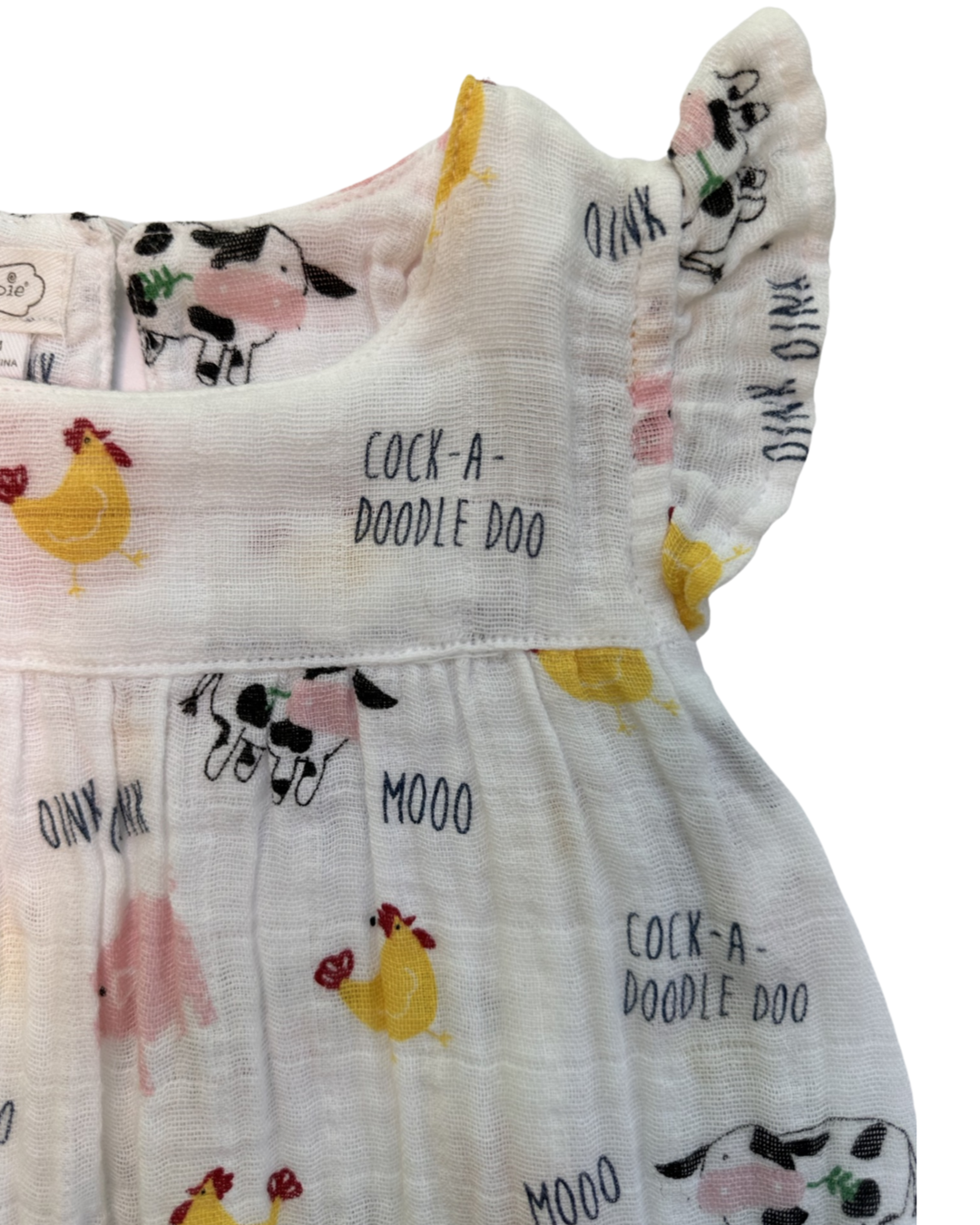 9M Baby -12M Baby Girl Mud Pie Farm Animal Muslin Dress w/ Bloomers