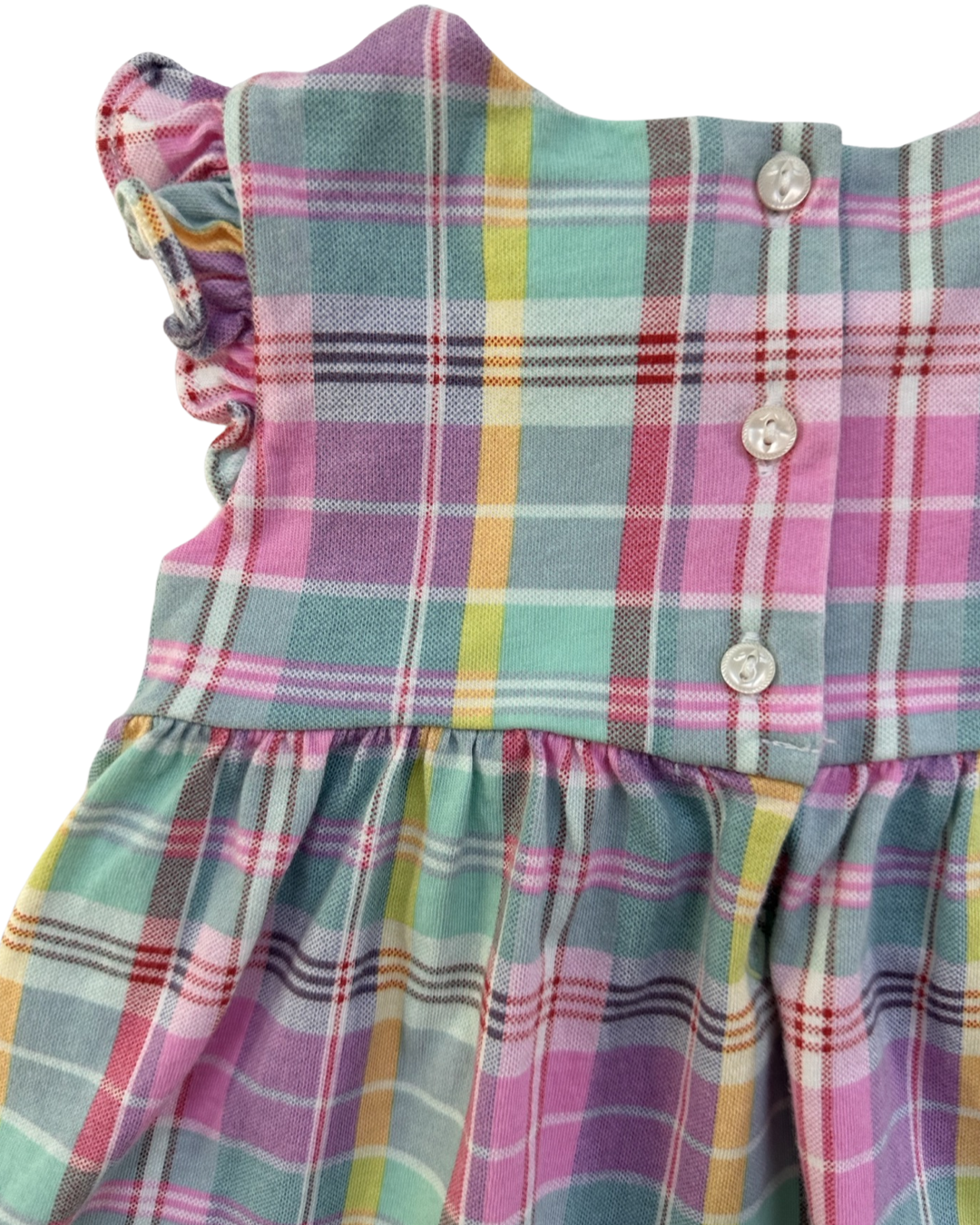 6M Baby Girl Ralph Lauren Pink & Green Plaid Ruffle Dress with Matching Bloomers