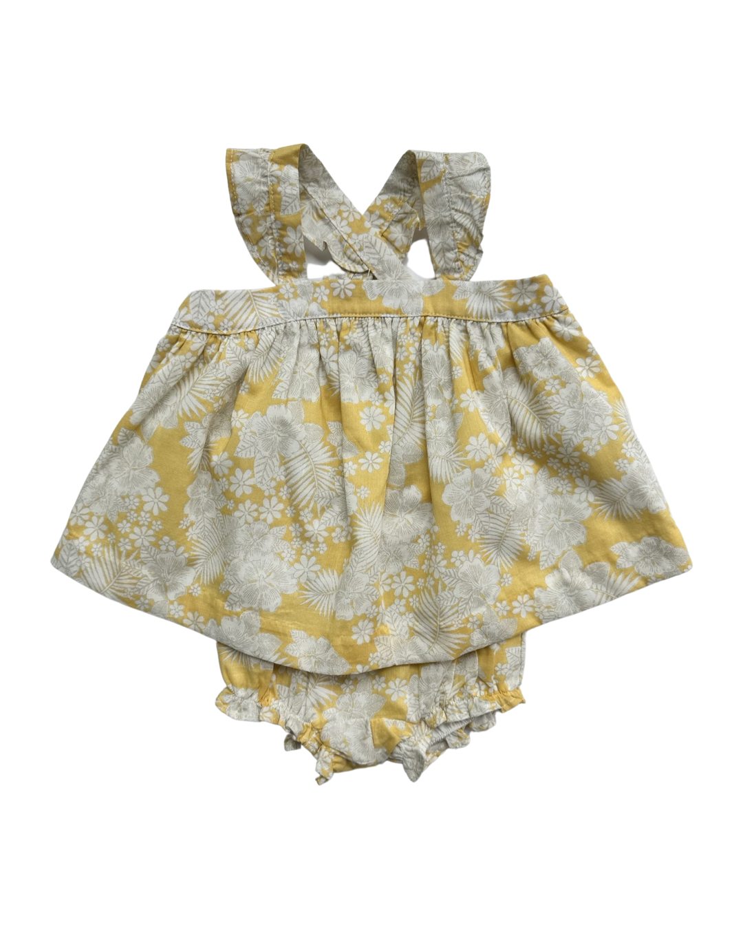 0-3M Baby Girl Janie & Jack Yellow Floral Layette 2Pc Set