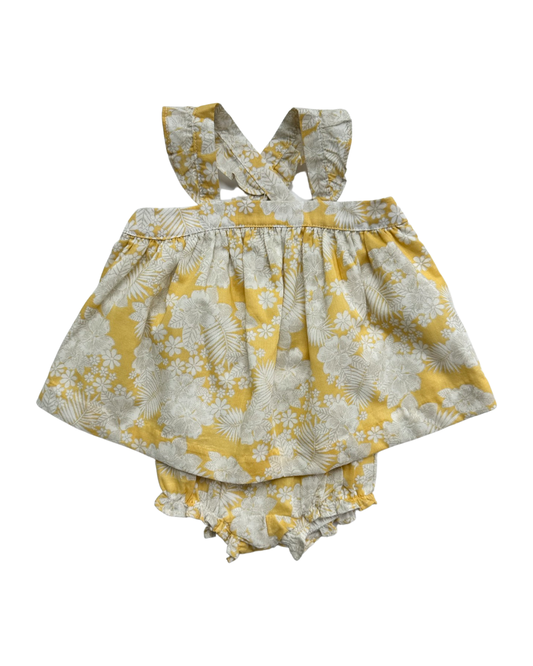 0-3M Baby Girl Janie & Jack Yellow Floral Layette 2Pc Set
