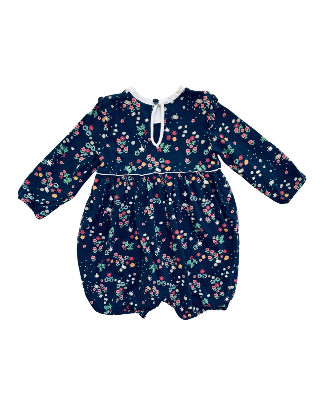 2T Toddler Girl Hanna Andersson Navy Floral along Sleeve Bubble
