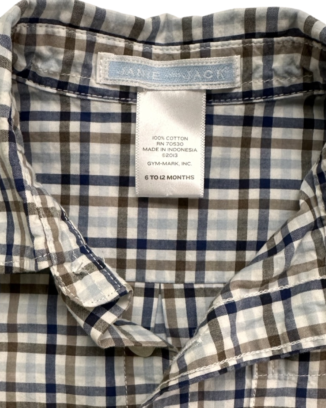 6-12M Baby Boy Janie & Jack Plaid Long Sleeve Button Up Top