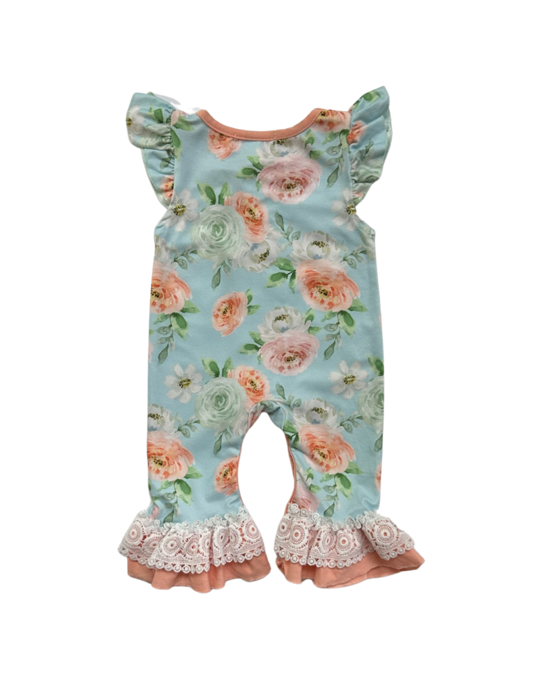 0-3M Baby Girl Marie Nicole Boutique Floral Ruffle Bottom Romper